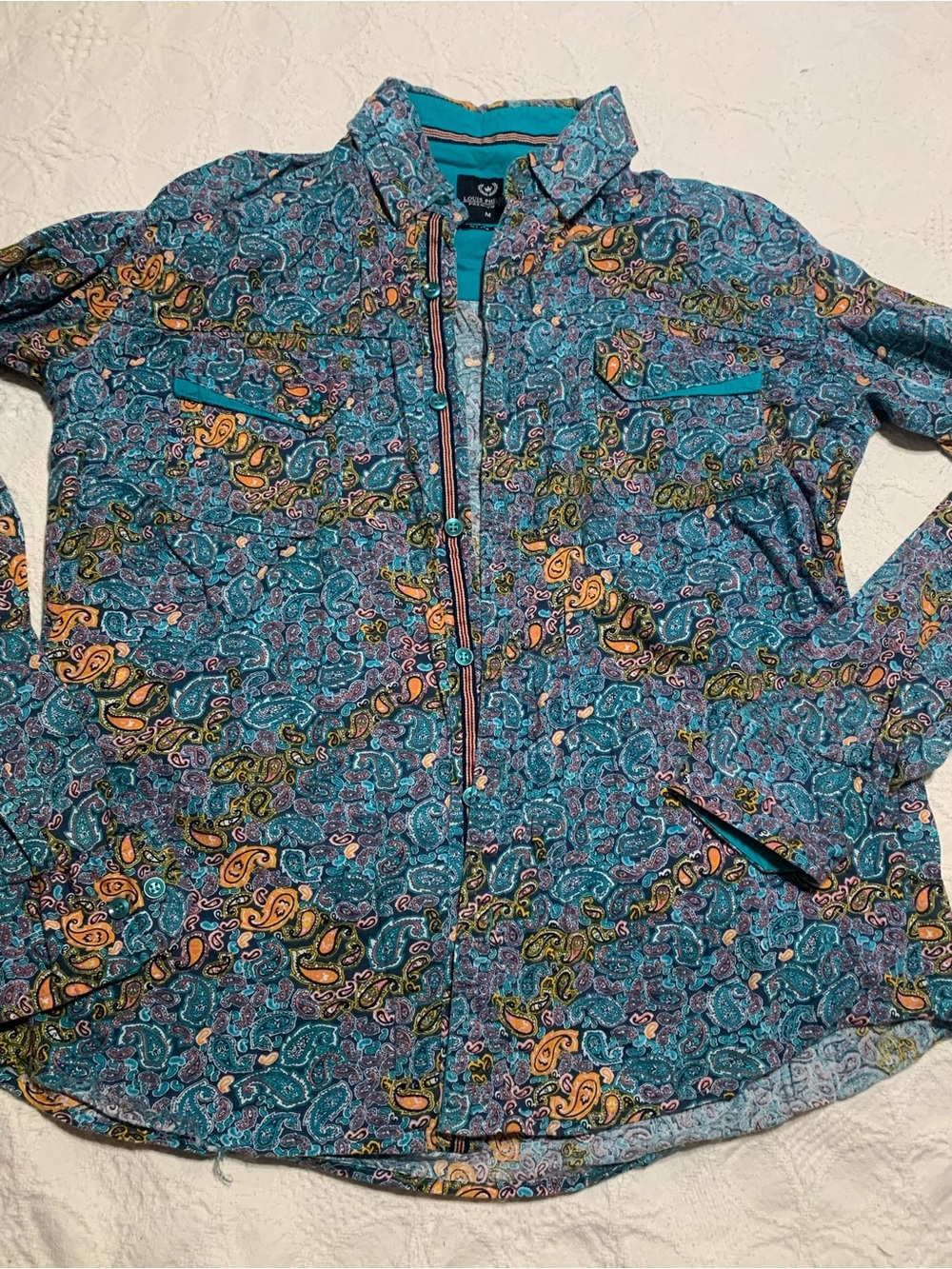 Louis Philippe Teal Paisley Shirt